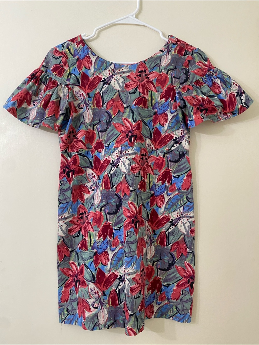 Zara Traflaluc Collection Floral Mini Dress with Blue and Green Accents
